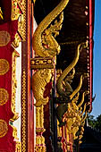 Luang Prabang, Laos - Wat Nong Sikhunmuang, roof struts of this recently restored temple. 